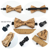 ZONFAZ Cork Wood Bow Ties Novelty Handmade Wooden Bowtie for Parent - Child