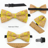 ZONFAZ Cork Wood Bow Ties Novelty Handmade Wooden Bowtie for Parent - Child