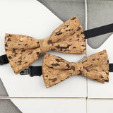 ZONFAZ Cork Wood Bow Ties Novelty Handmade Wooden Bowtie for Parent - Child