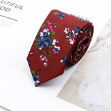 ZONFAZ Cotton Floral Neckties For Men Slim Flower Ties 6cm Width