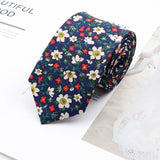 ZONFAZ Cotton Floral Neckties For Men Slim Flower Ties 6cm Width