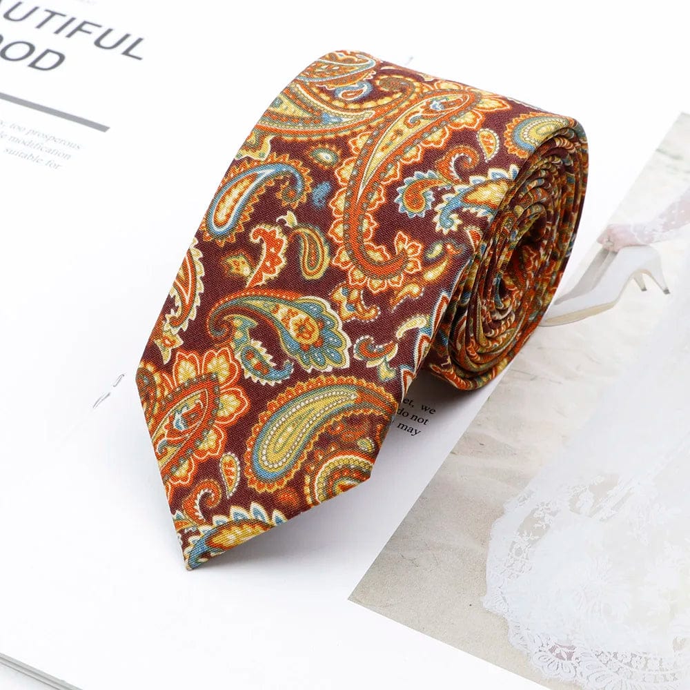 ZONFAZ Cotton Floral Neckties For Men Slim Flower Ties 6cm Width