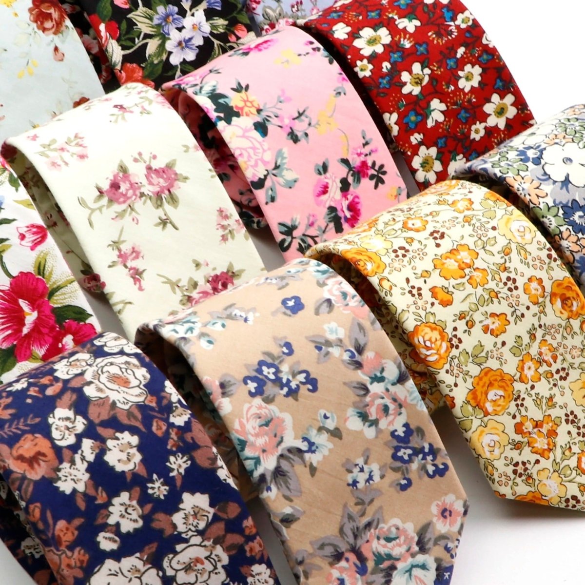 ZONFAZ Cotton Floral Neckties For Men Slim Flower Ties 6cm Width