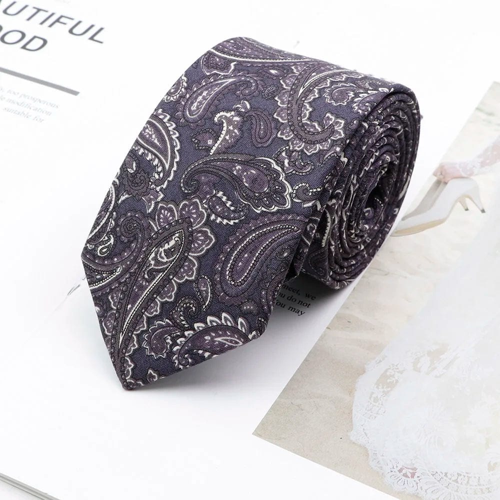 ZONFAZ Cotton Floral Neckties For Men Slim Flower Ties 6cm Width