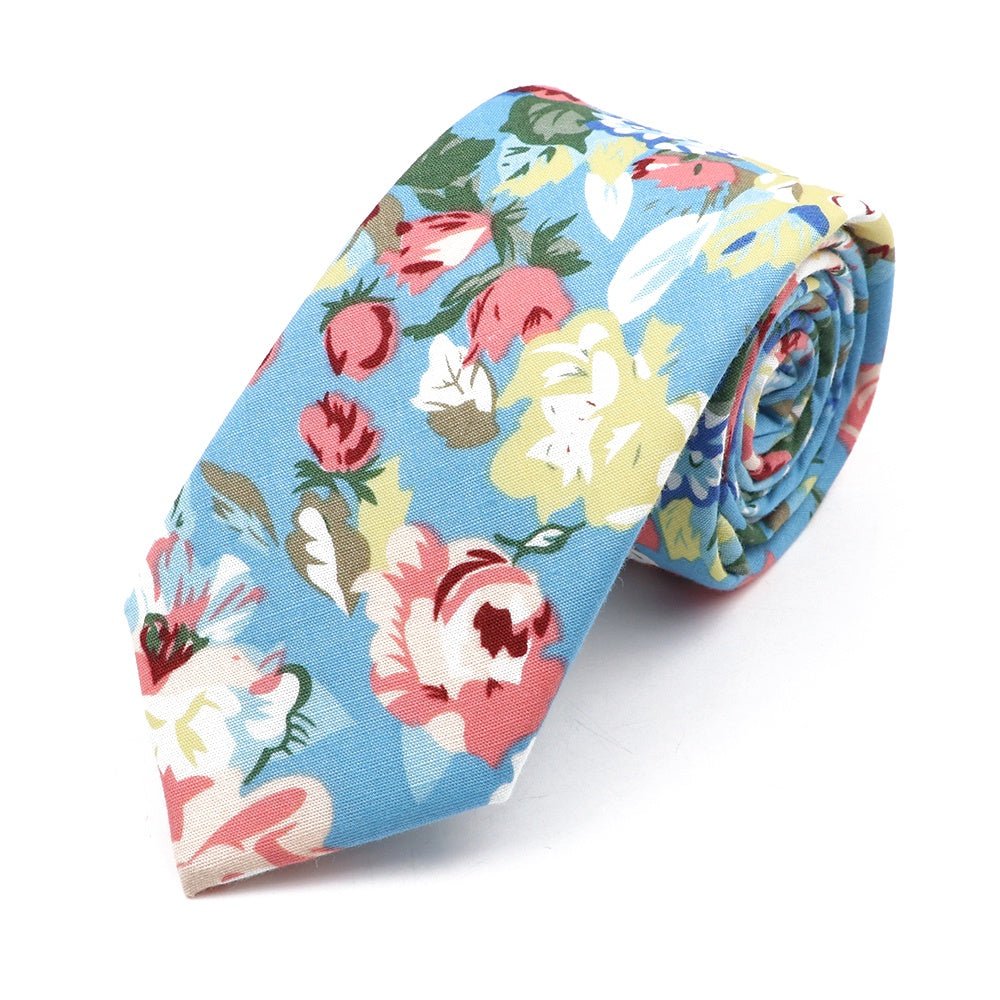 ZONFAZ Cotton Floral Neckties For Men Women 6.5cm Skinny Flower Wedding Ties