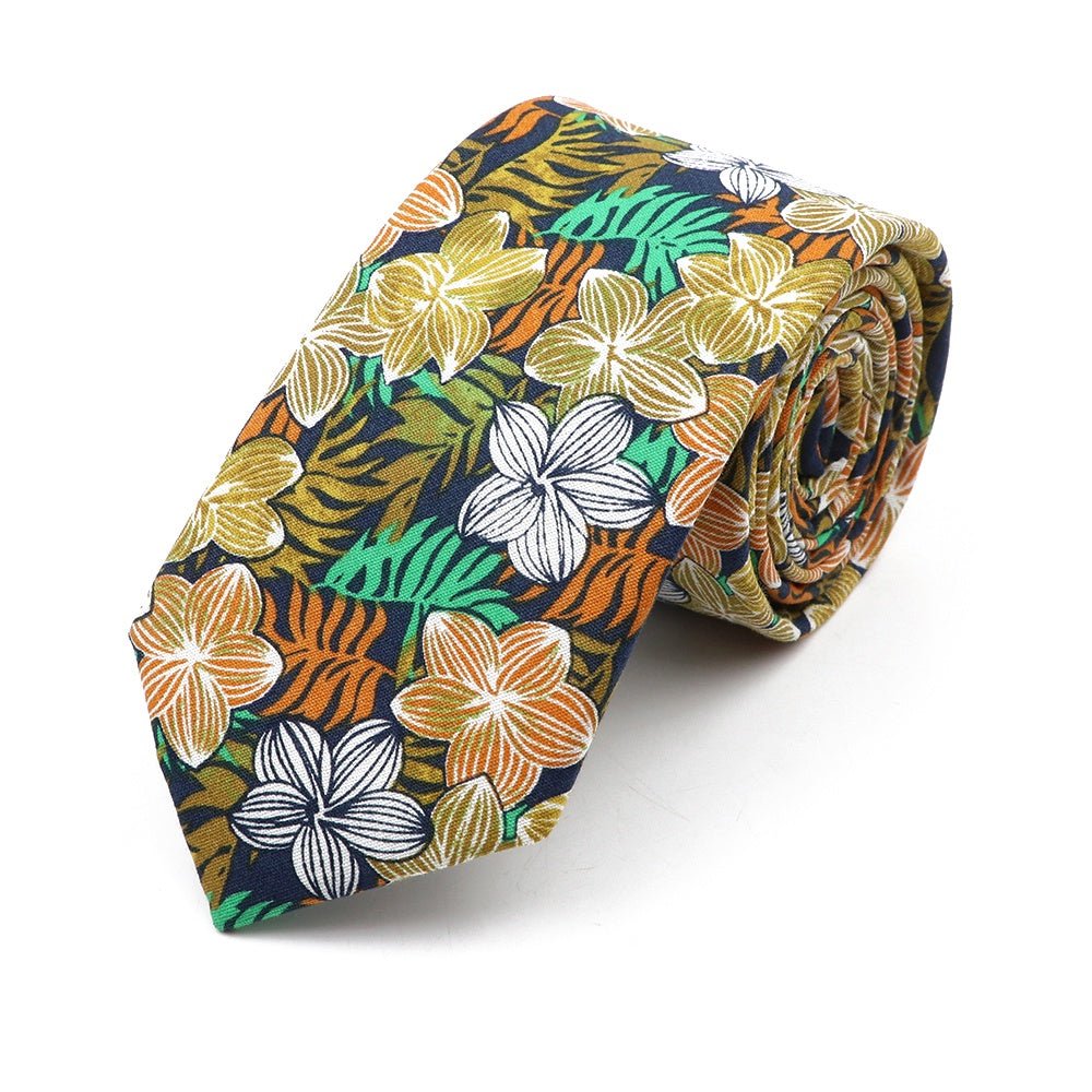 ZONFAZ Cotton Floral Neckties For Men Women 6.5cm Skinny Flower Wedding Ties