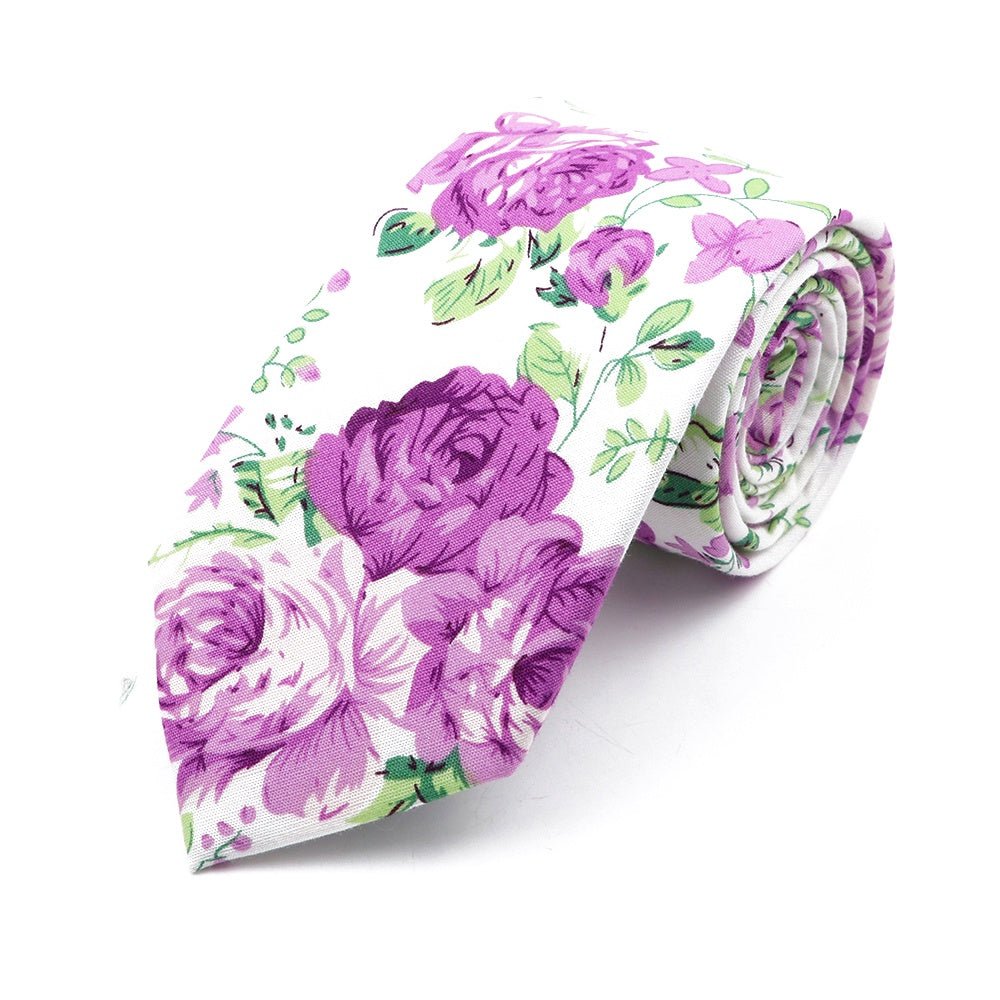 ZONFAZ Cotton Floral Neckties For Men Women 6.5cm Skinny Flower Wedding Ties