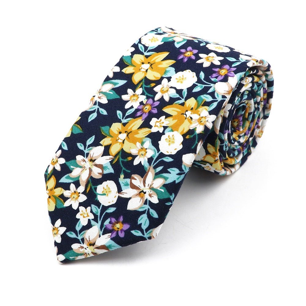 ZONFAZ Cotton Floral Neckties For Men Women 6.5cm Skinny Flower Wedding Ties