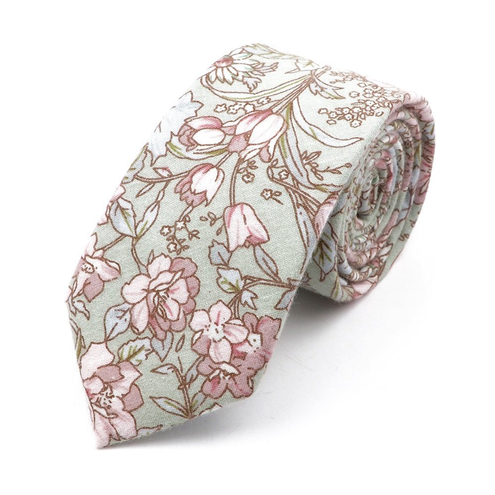 ZONFAZ Cotton Floral Neckties For Men Women 6.5cm Skinny Flower Wedding Ties