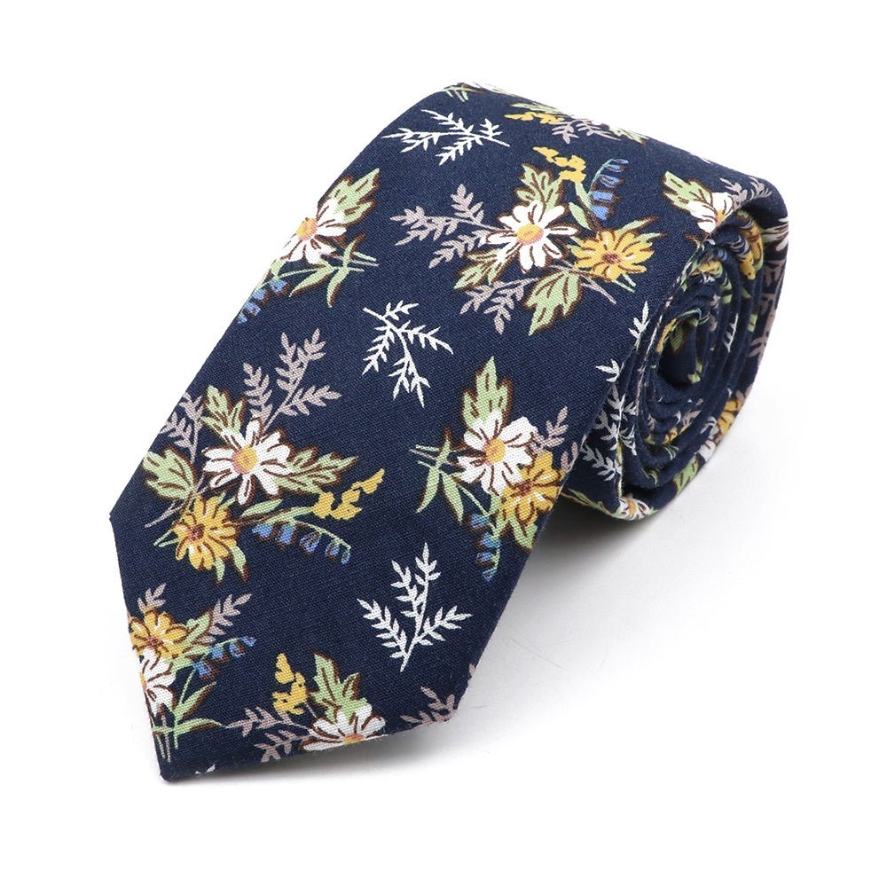 ZONFAZ Cotton Floral Neckties For Men Women 6.5cm Skinny Flower Wedding Ties