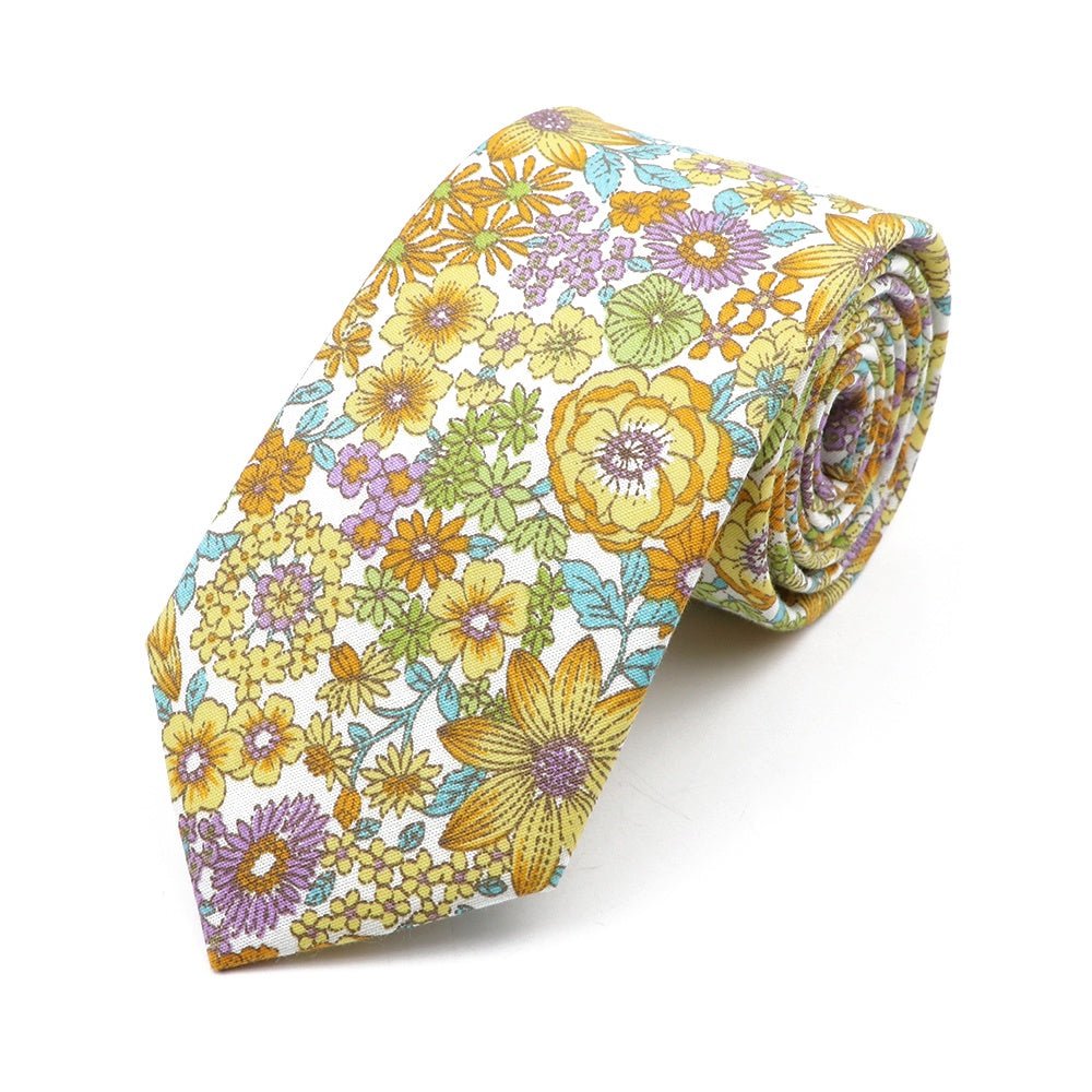 ZONFAZ Cotton Floral Neckties For Men Women 6.5cm Skinny Flower Wedding Ties