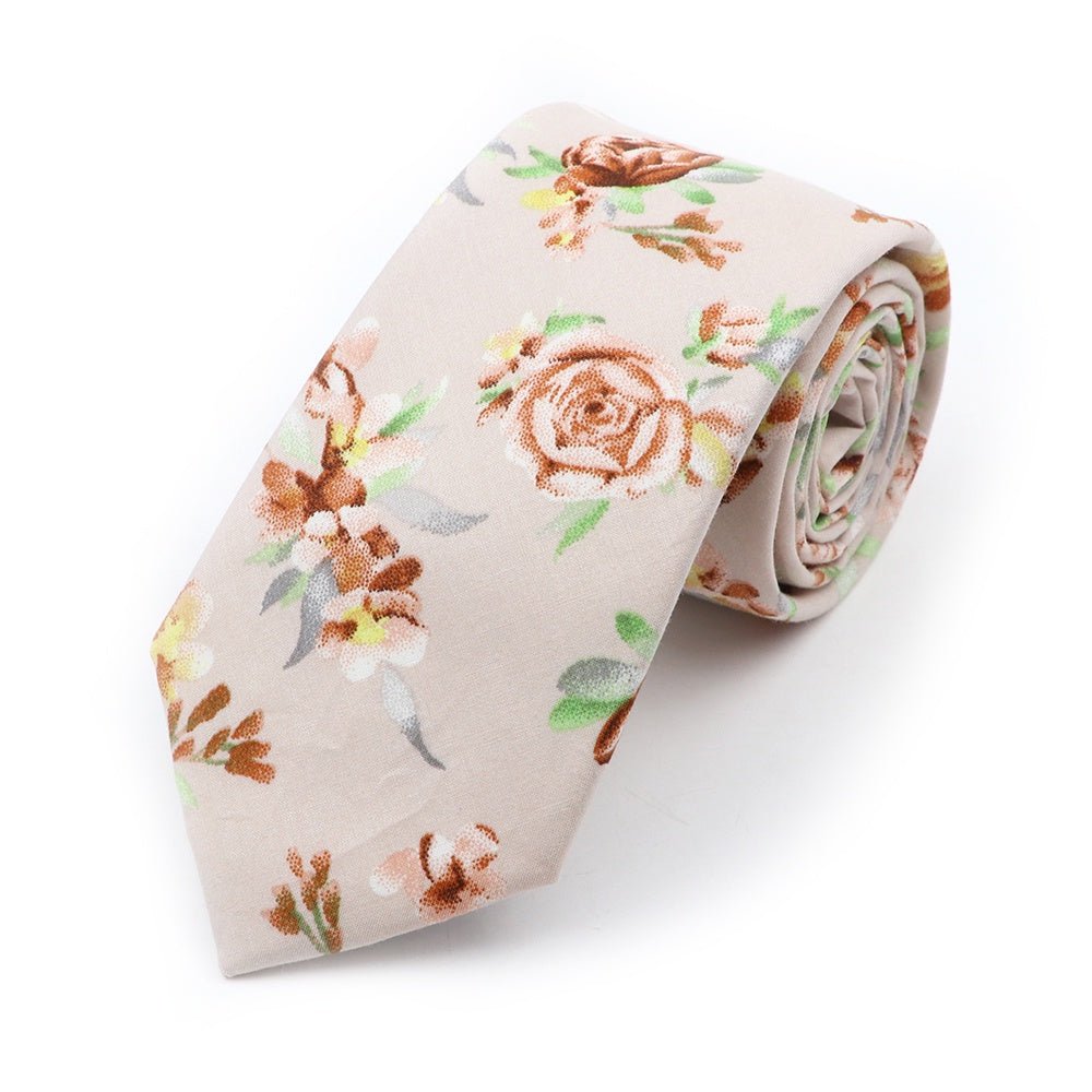 ZONFAZ Cotton Floral Neckties For Men Women 6.5cm Skinny Flower Wedding Ties