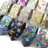 ZONFAZ Cotton Floral Neckties For Men Women 6.5cm Skinny Flower Wedding Ties