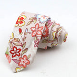 ZONFAZ Cotton Floral Tie For Men Women Skinny Flower Wedding Casual Neckties