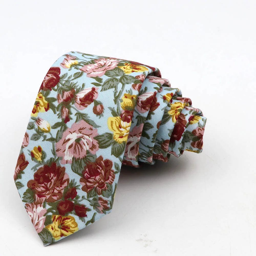 ZONFAZ Cotton Floral Tie For Men Women Skinny Flower Wedding Casual Neckties