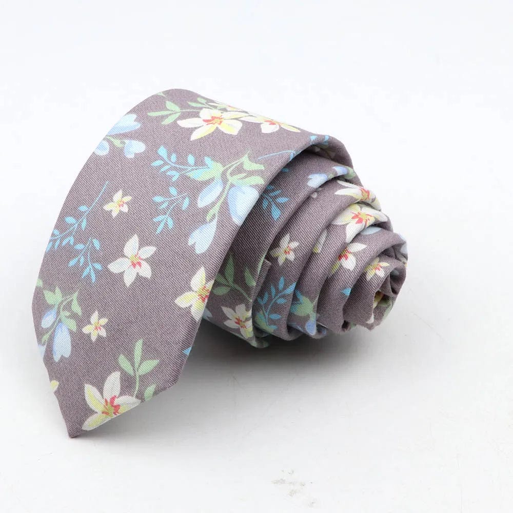 ZONFAZ Cotton Floral Tie For Men Women Skinny Flower Wedding Casual Neckties