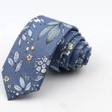 ZONFAZ Cotton Floral Tie For Men Women Skinny Flower Wedding Casual Neckties