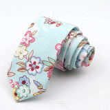 ZONFAZ Cotton Floral Tie For Men Women Skinny Flower Wedding Casual Neckties