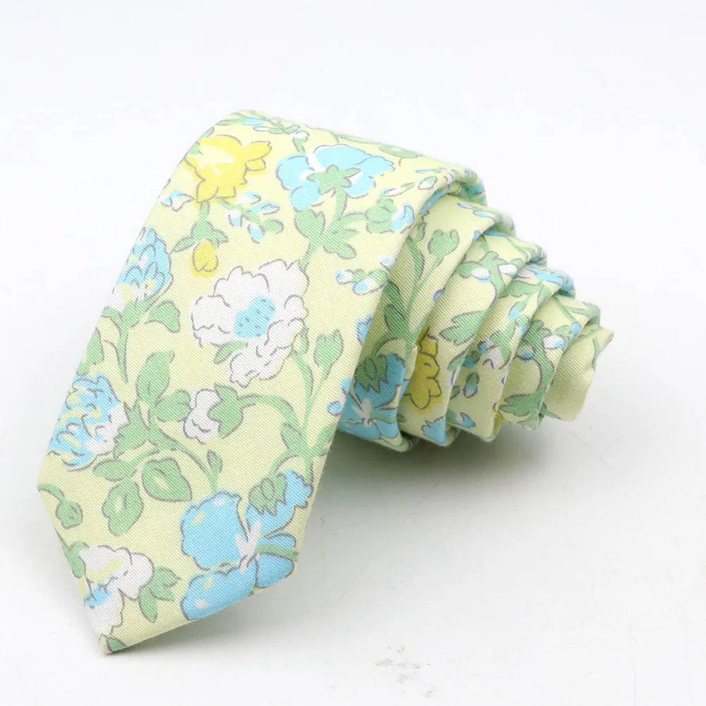 ZONFAZ Cotton Floral Tie For Men Women Skinny Flower Wedding Casual Neckties