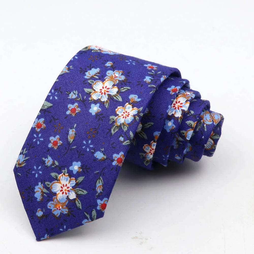 ZONFAZ Cotton Floral Tie For Men Women Skinny Flower Wedding Casual Neckties