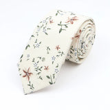 ZONFAZ Cotton Floral Ties for Men Skinny Flower Necktie 6cm Width