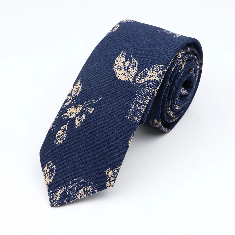 ZONFAZ Cotton Floral Ties for Men Skinny Flower Necktie 6cm Width