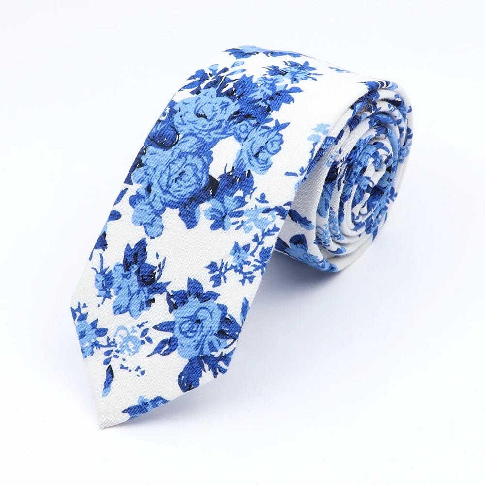 ZONFAZ Cotton Floral Ties for Men Skinny Flower Necktie 6cm Width