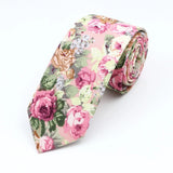 ZONFAZ Cotton Floral Ties for Men Skinny Flower Necktie 6cm Width