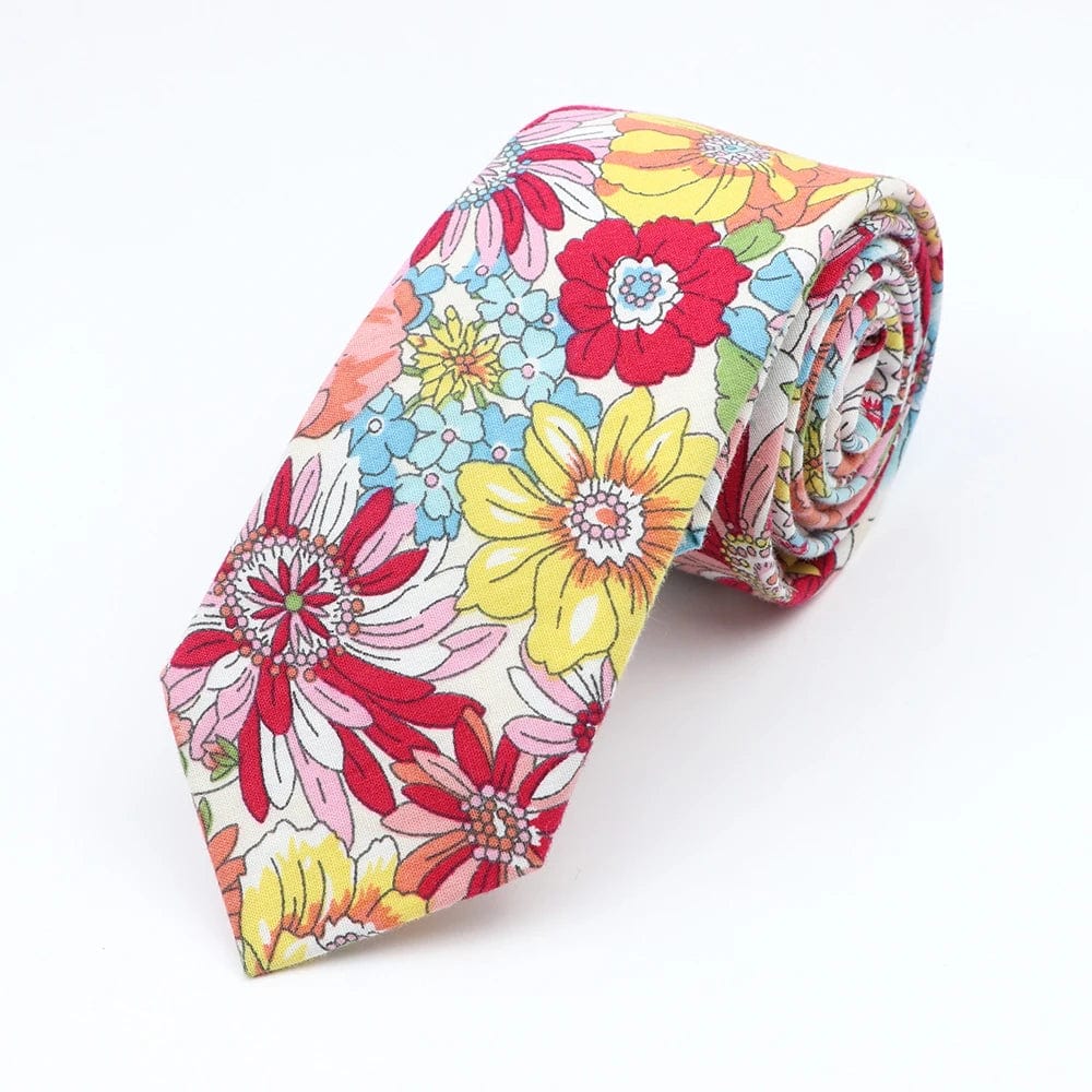 ZONFAZ Cotton Floral Ties for Men Skinny Flower Necktie 6cm Width