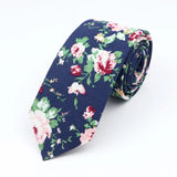 ZONFAZ Cotton Floral Ties for Men Skinny Flower Necktie 6cm Width