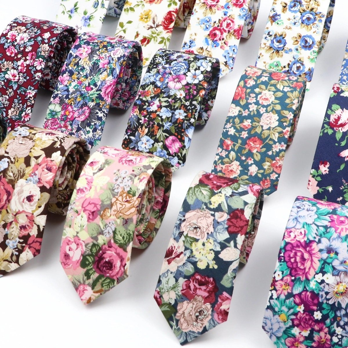 ZONFAZ Cotton Floral Ties for Men Skinny Flower Necktie 6cm Width