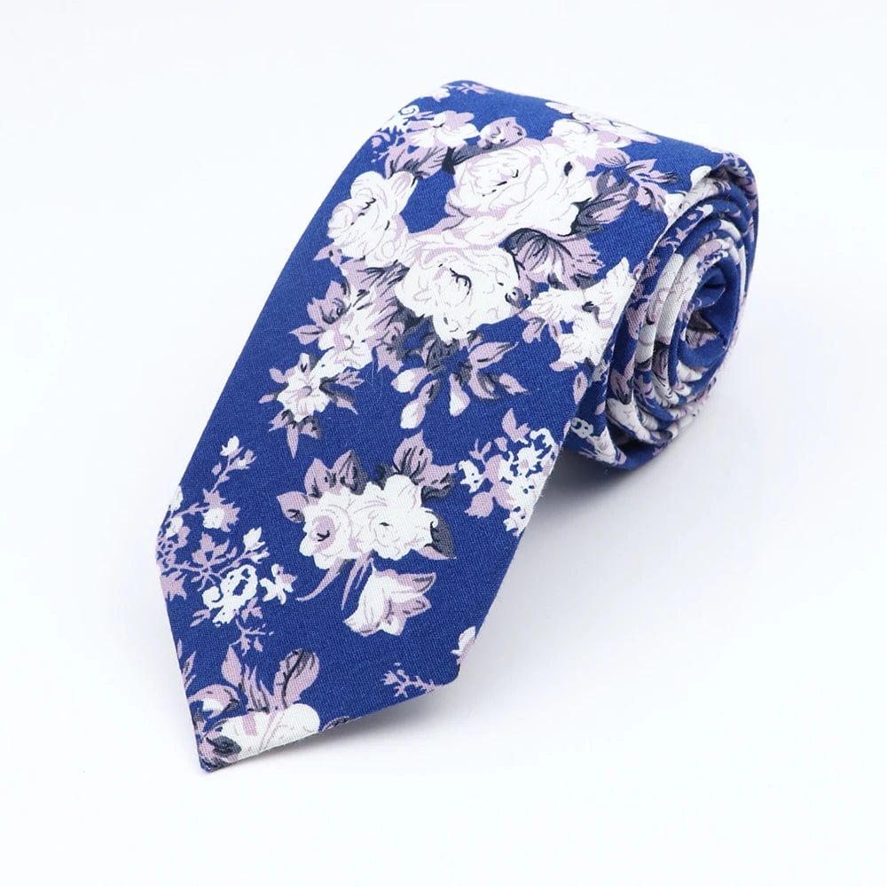 ZONFAZ Cotton Floral Ties for Men Skinny Flower Necktie 6cm Width