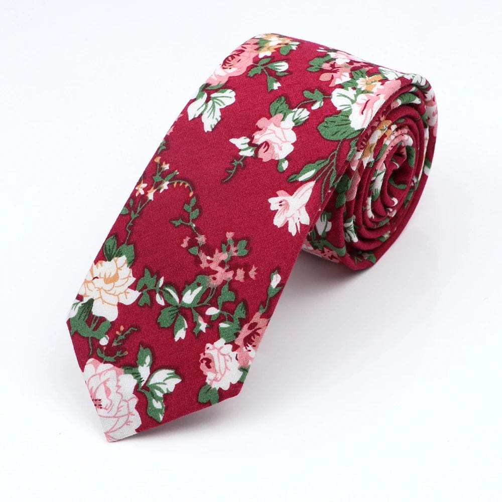 ZONFAZ Cotton Floral Ties for Men Skinny Flower Necktie 6cm Width