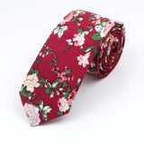 ZONFAZ Cotton Floral Ties for Men Skinny Flower Necktie 6cm Width