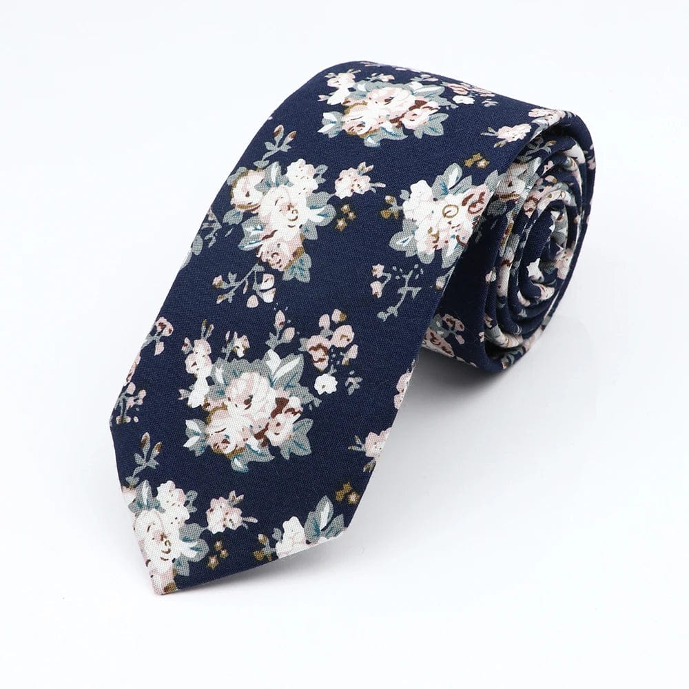 ZONFAZ Cotton Floral Ties for Men Skinny Flower Necktie 6cm Width