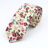 ZONFAZ Cotton Floral Ties for Men Skinny Flower Necktie 6cm Width