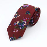 ZONFAZ Cotton Floral Ties for Men Skinny Flower Necktie 6cm Width