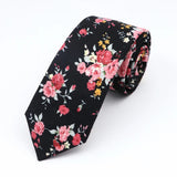 ZONFAZ Cotton Floral Ties for Men Skinny Flower Necktie 6cm Width