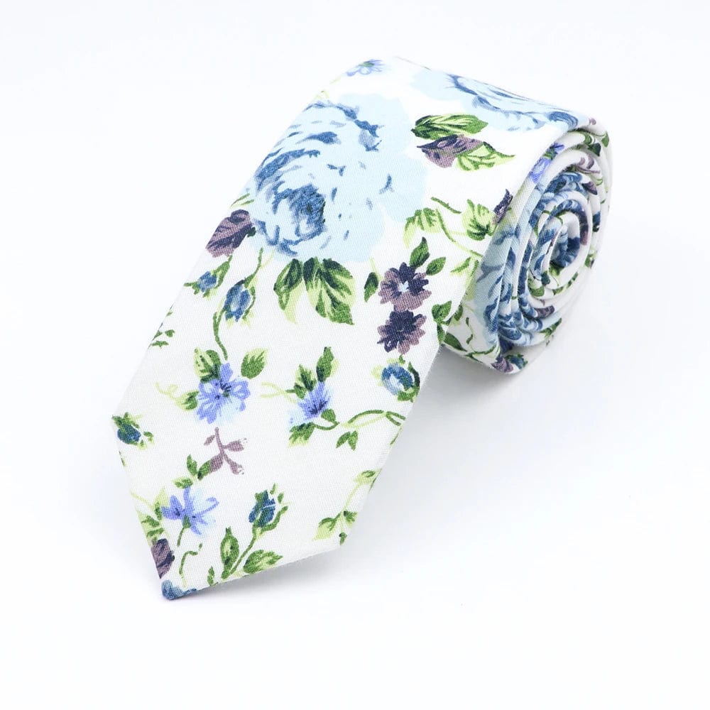 ZONFAZ Cotton Floral Ties for Men Skinny Flower Necktie 6cm Width