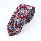 ZONFAZ Cotton Floral Ties for Men Skinny Flower Necktie 6cm Width