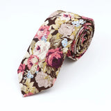 ZONFAZ Cotton Floral Ties for Men Skinny Flower Necktie 6cm Width