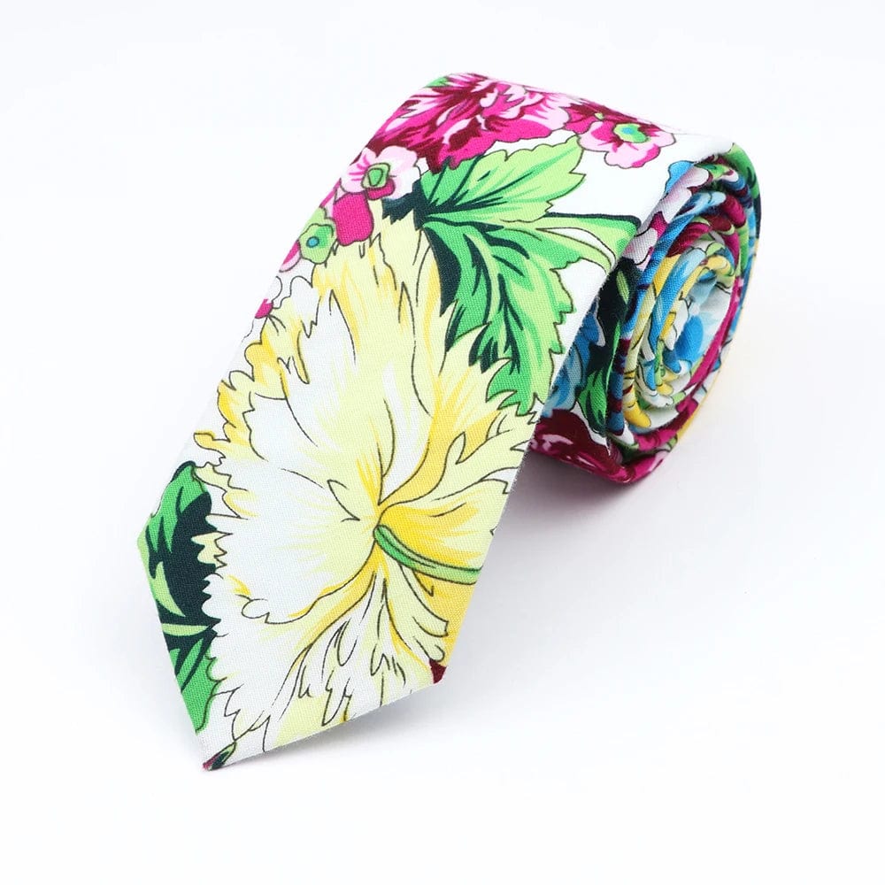 ZONFAZ Cotton Floral Ties for Men Skinny Flower Necktie 6cm Width