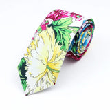 ZONFAZ Cotton Floral Ties for Men Skinny Flower Necktie 6cm Width