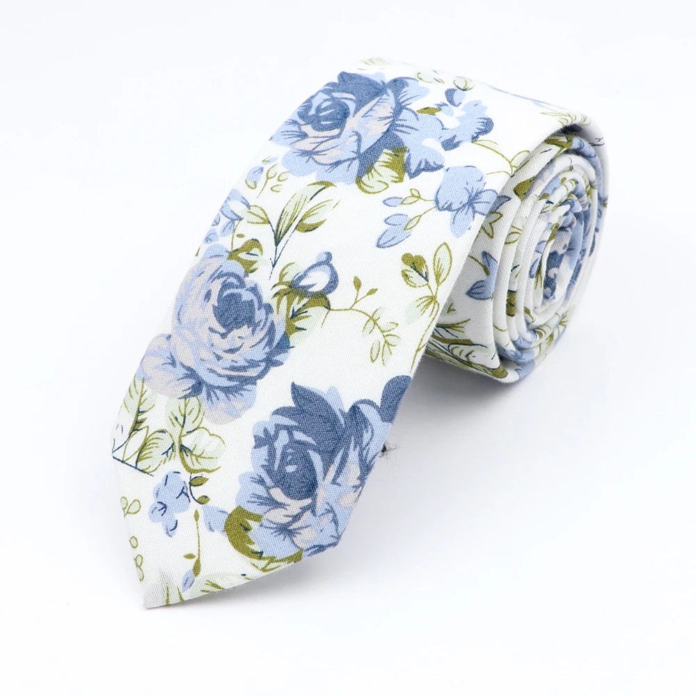 ZONFAZ Cotton Floral Ties for Men Skinny Flower Necktie 6cm Width