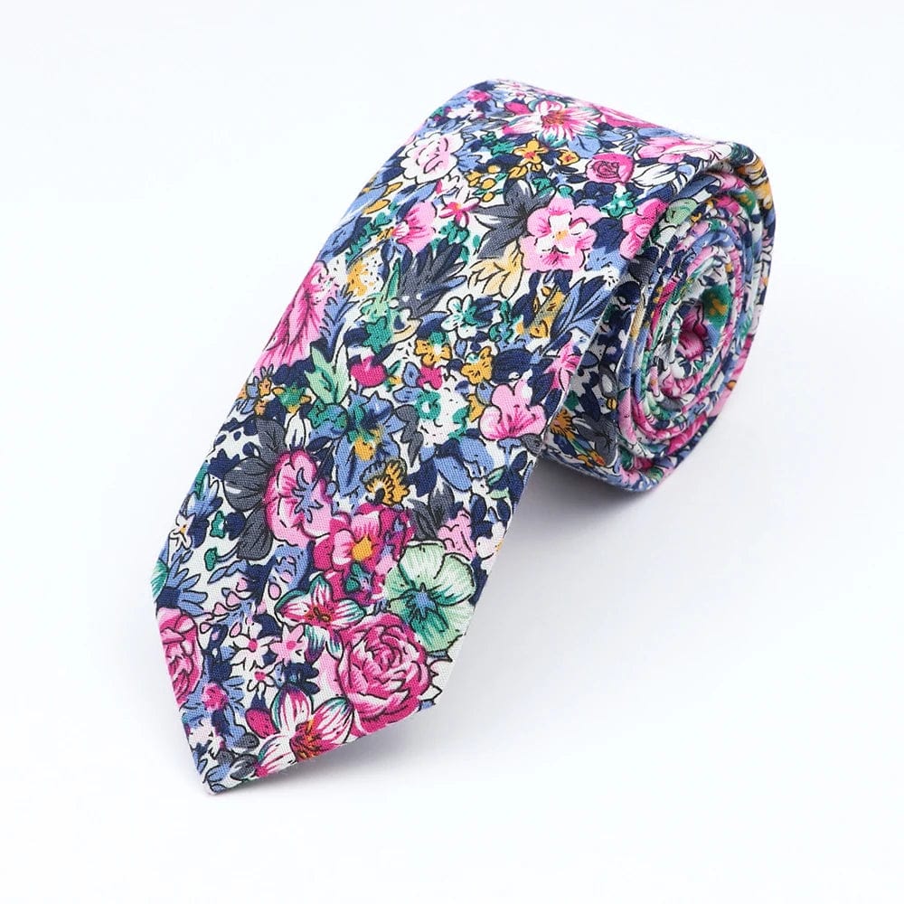 ZONFAZ Cotton Floral Ties for Men Skinny Flower Necktie 6cm Width