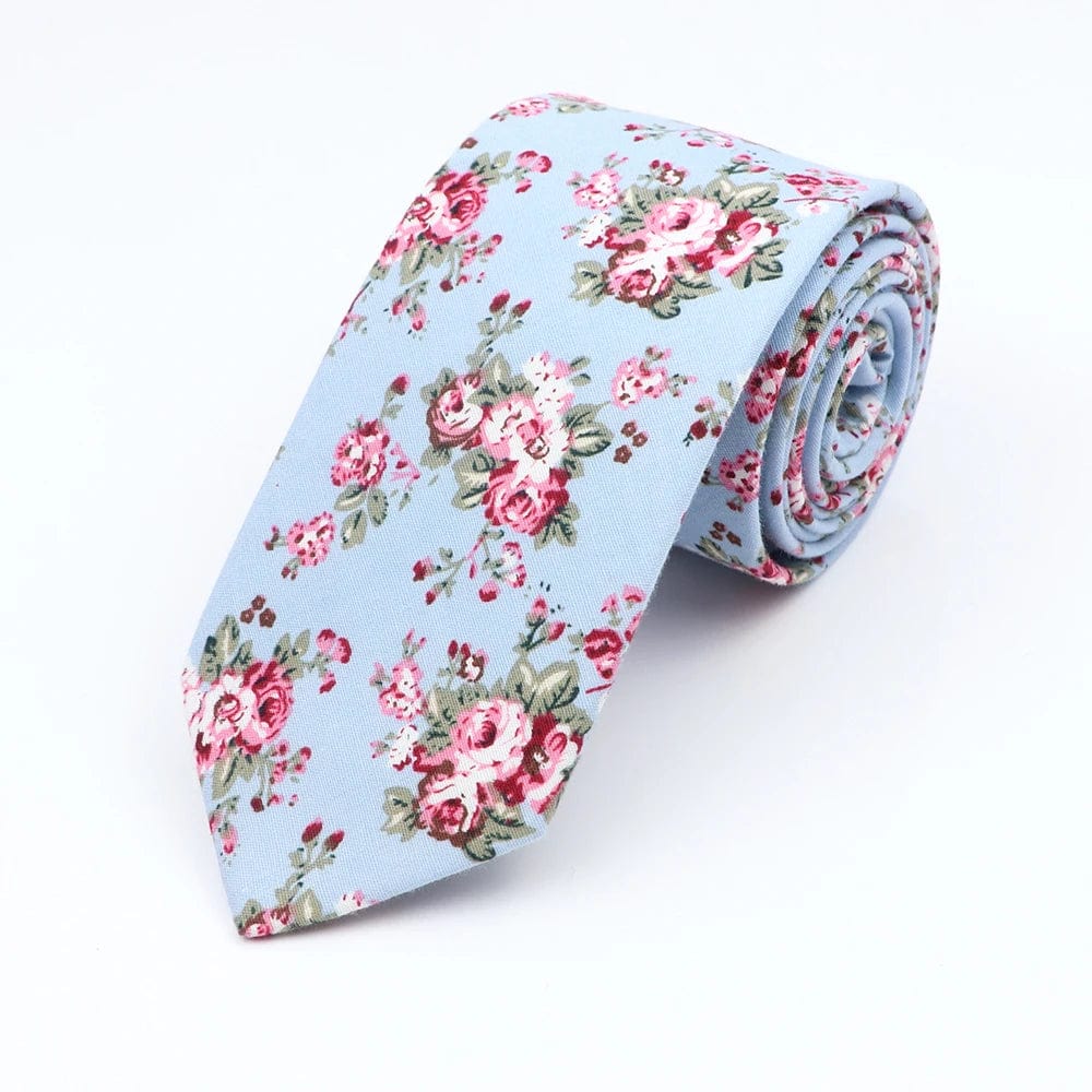 ZONFAZ Cotton Floral Ties for Men Skinny Flower Necktie 6cm Width