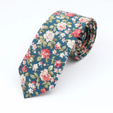 ZONFAZ Cotton Floral Ties for Men Skinny Flower Necktie 6cm Width