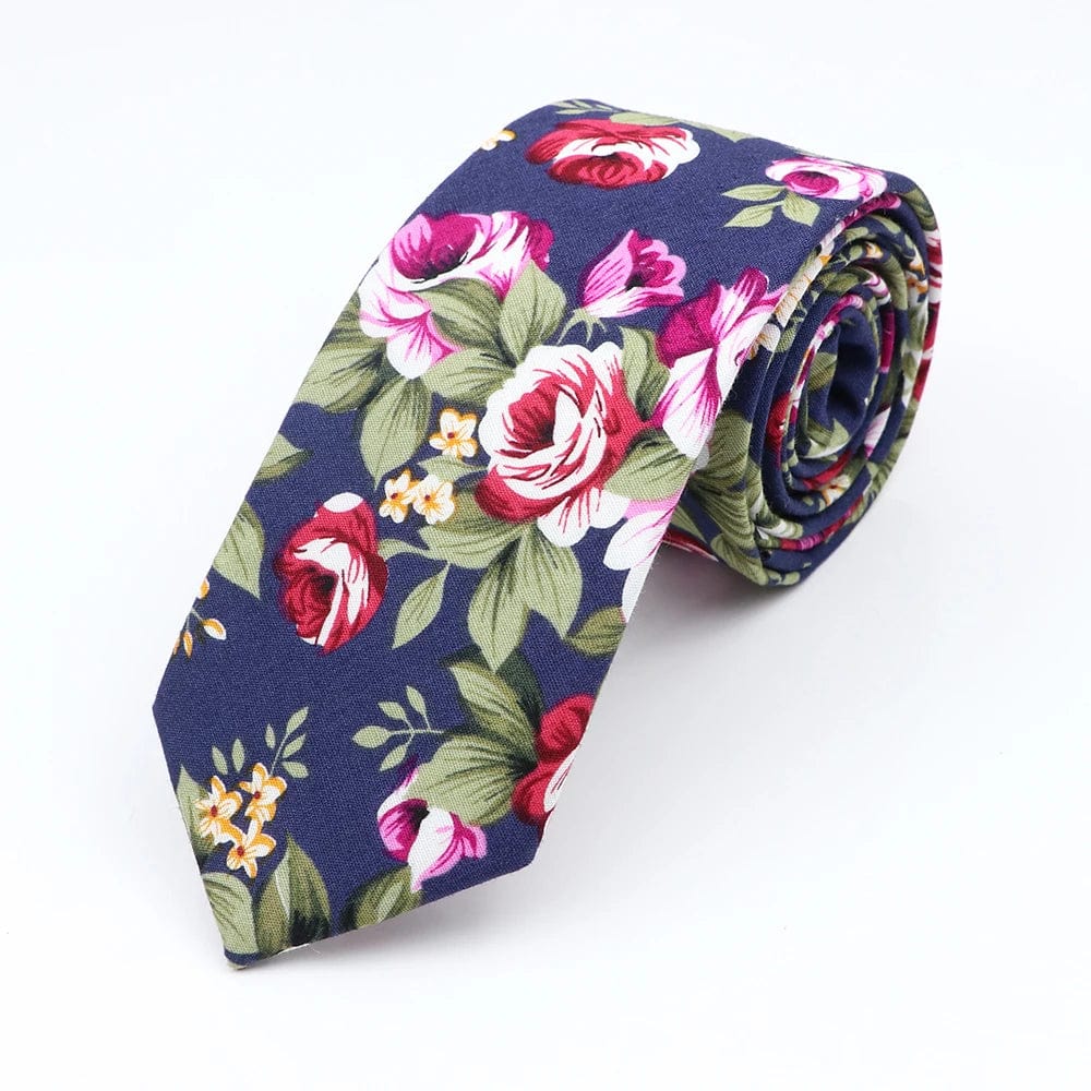 ZONFAZ Cotton Floral Ties for Men Skinny Flower Necktie 6cm Width