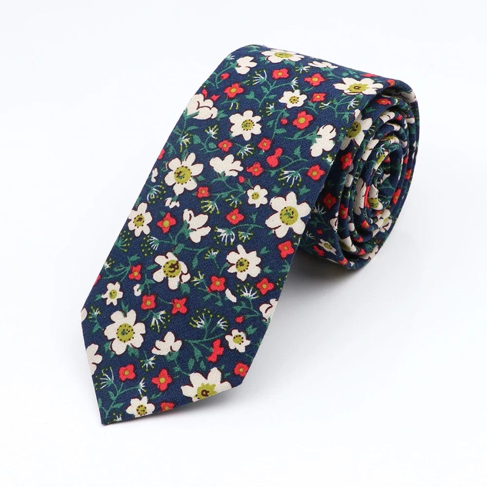 ZONFAZ Cotton Floral Ties for Men Skinny Flower Necktie 6cm Width