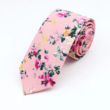 ZONFAZ Cotton Floral Ties for Men Skinny Flower Necktie 6cm Width